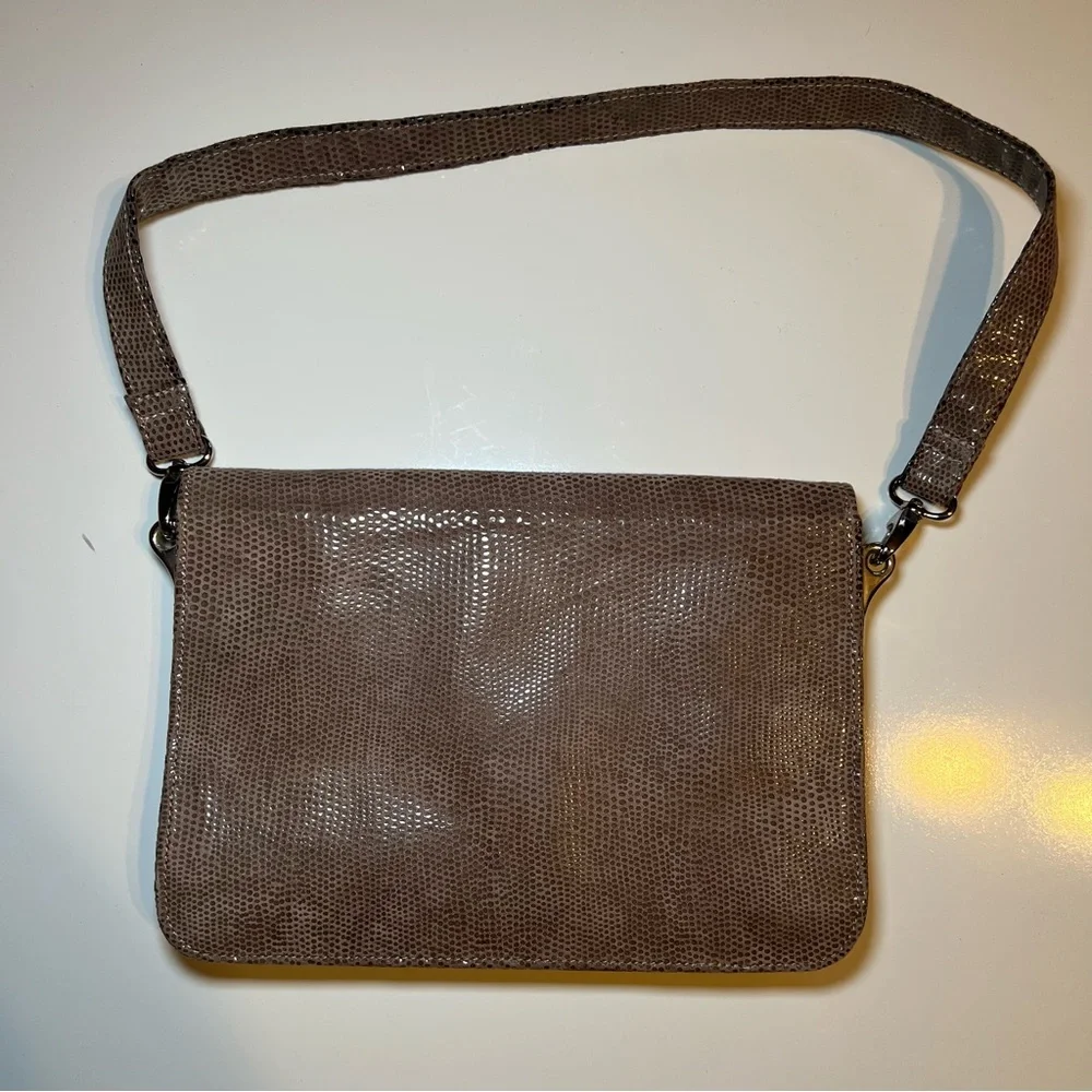 Van Eli Clutch Purse Handbag Faux Suede Snakeskin Pattern